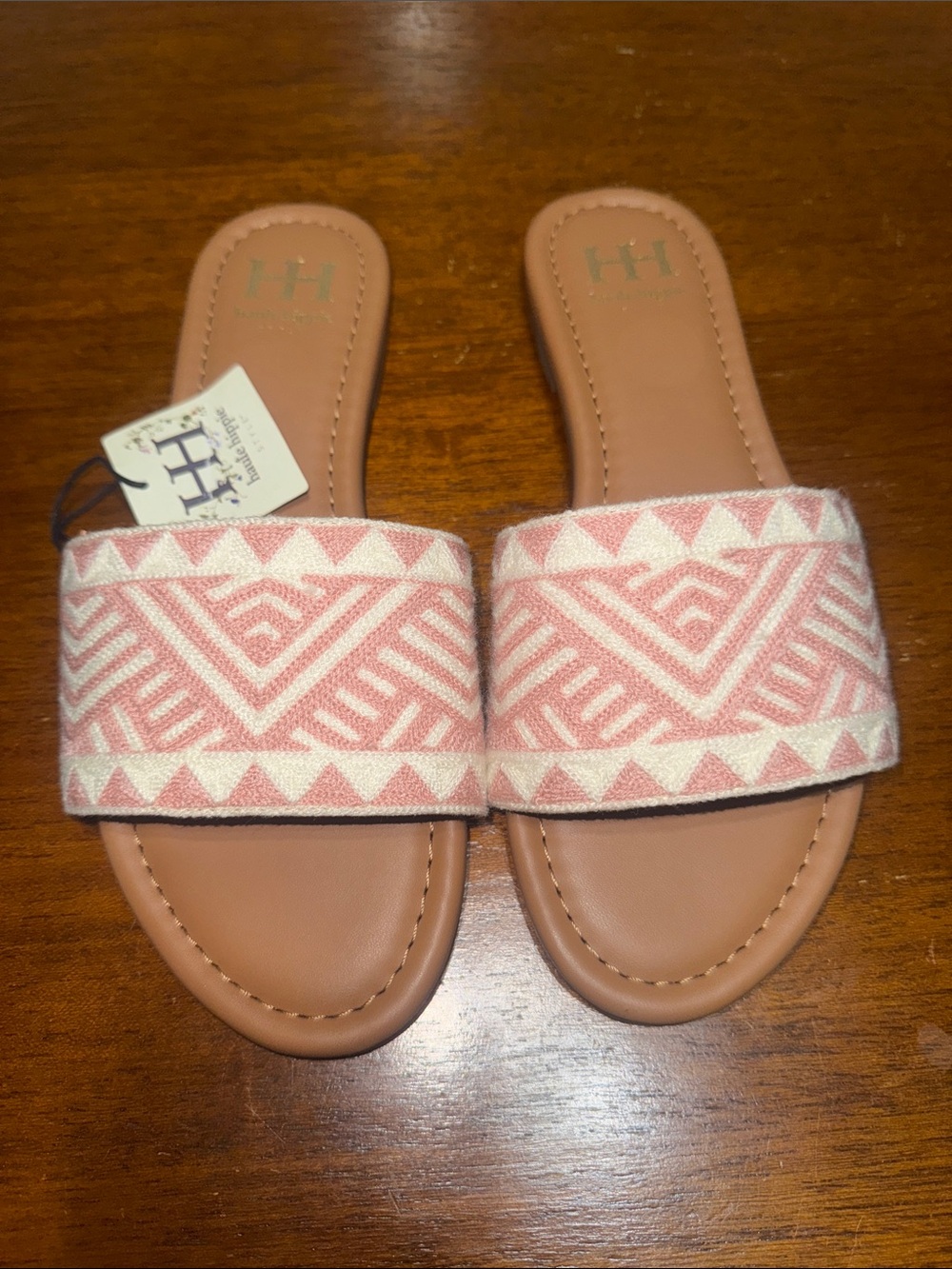 Haute Hippie Pink Patterned Slide Sandals